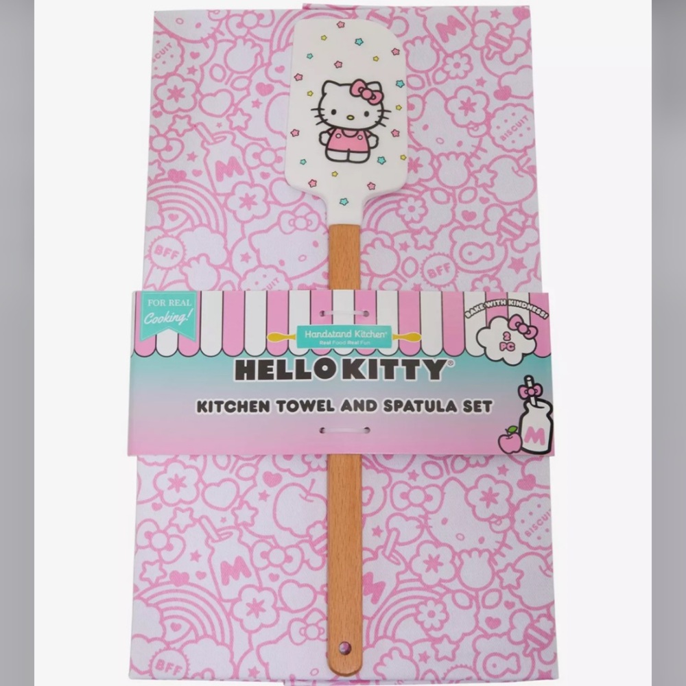 Hello Kitty Pink Kitchen Towel and Spatula Set